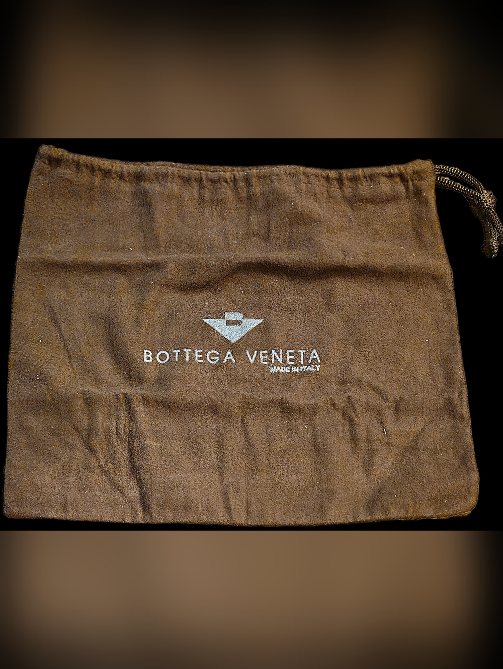 NEW Bottega Veneta Small Brown Drawstring Dust Bag Pouch Clutch Wallet Storage